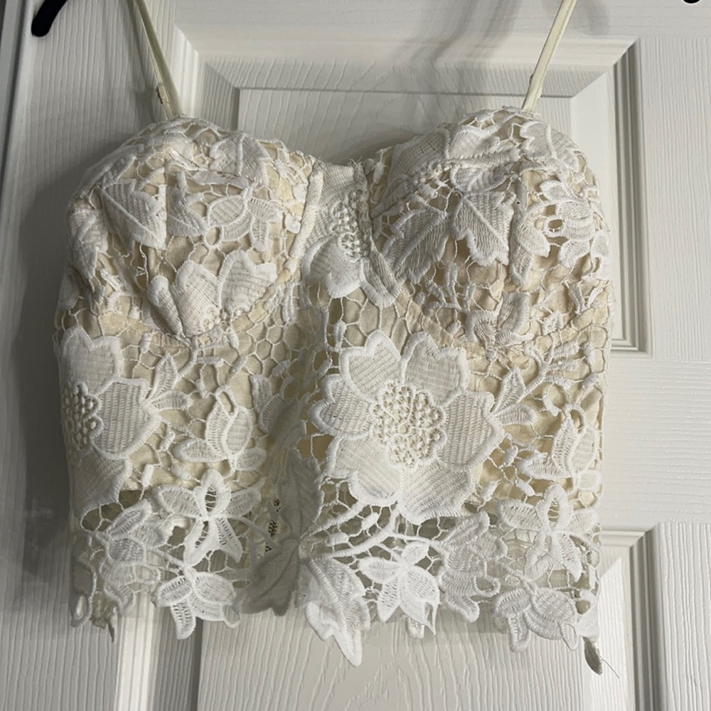 white embroidered crop top